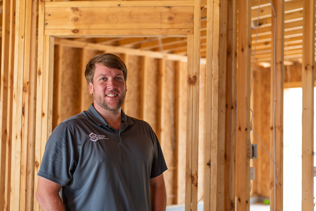 Boyce Yarbro of Southern Source Inspections inside a home under construction